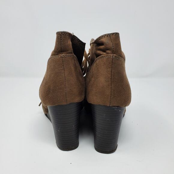 A.N.A. Brown Lace Up Wedge Booties - Picture 5 of 8